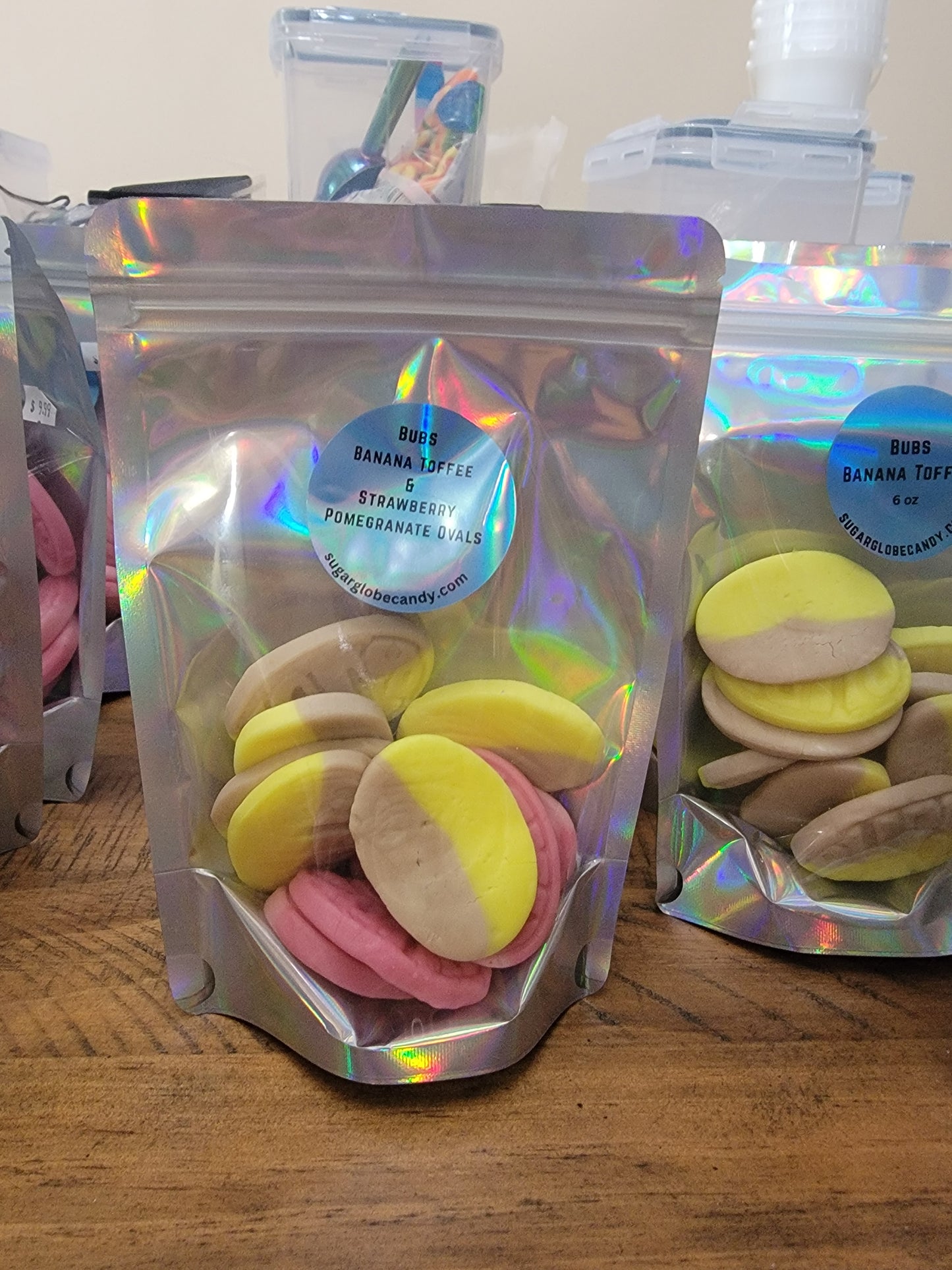 Bubs mix Wild Stawberry and Pomegranate and banana toffee Ovals