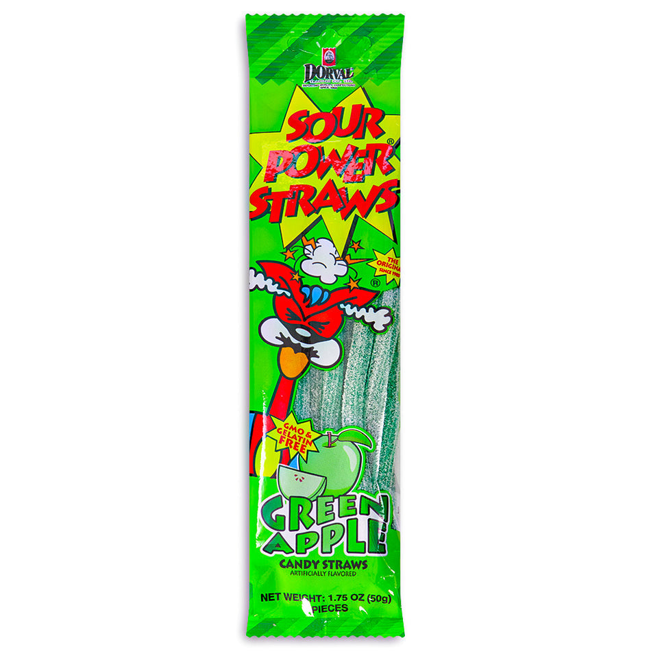 Sour Power Straws Green Apple