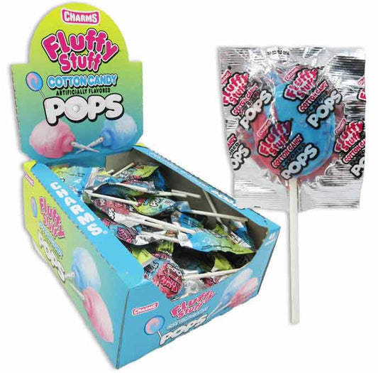 Charms Pops Fluffy Stuff Cotton Candy Suckers