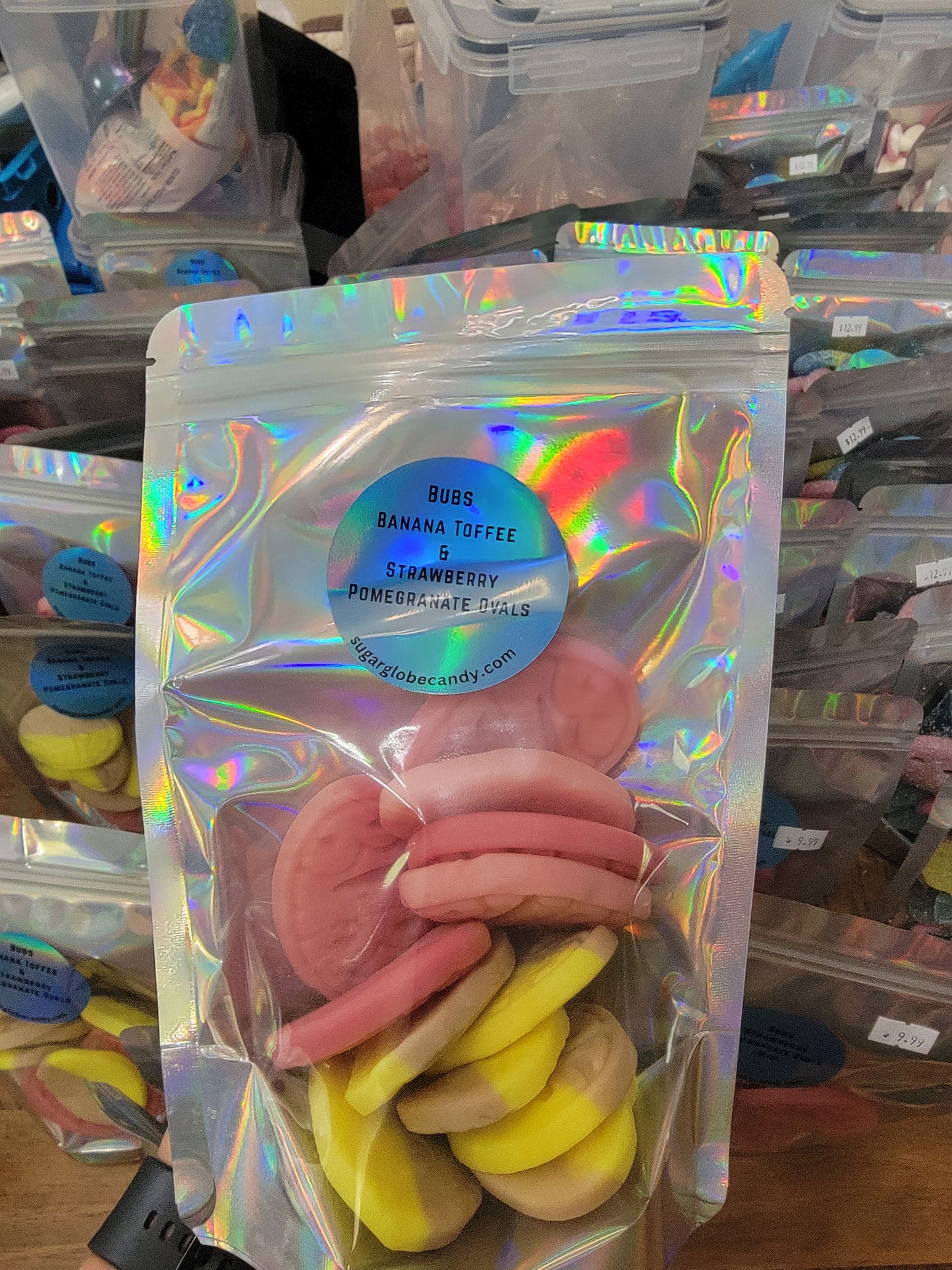 Bubs mix Wild Stawberry and Pomegranate and banana toffee Ovals