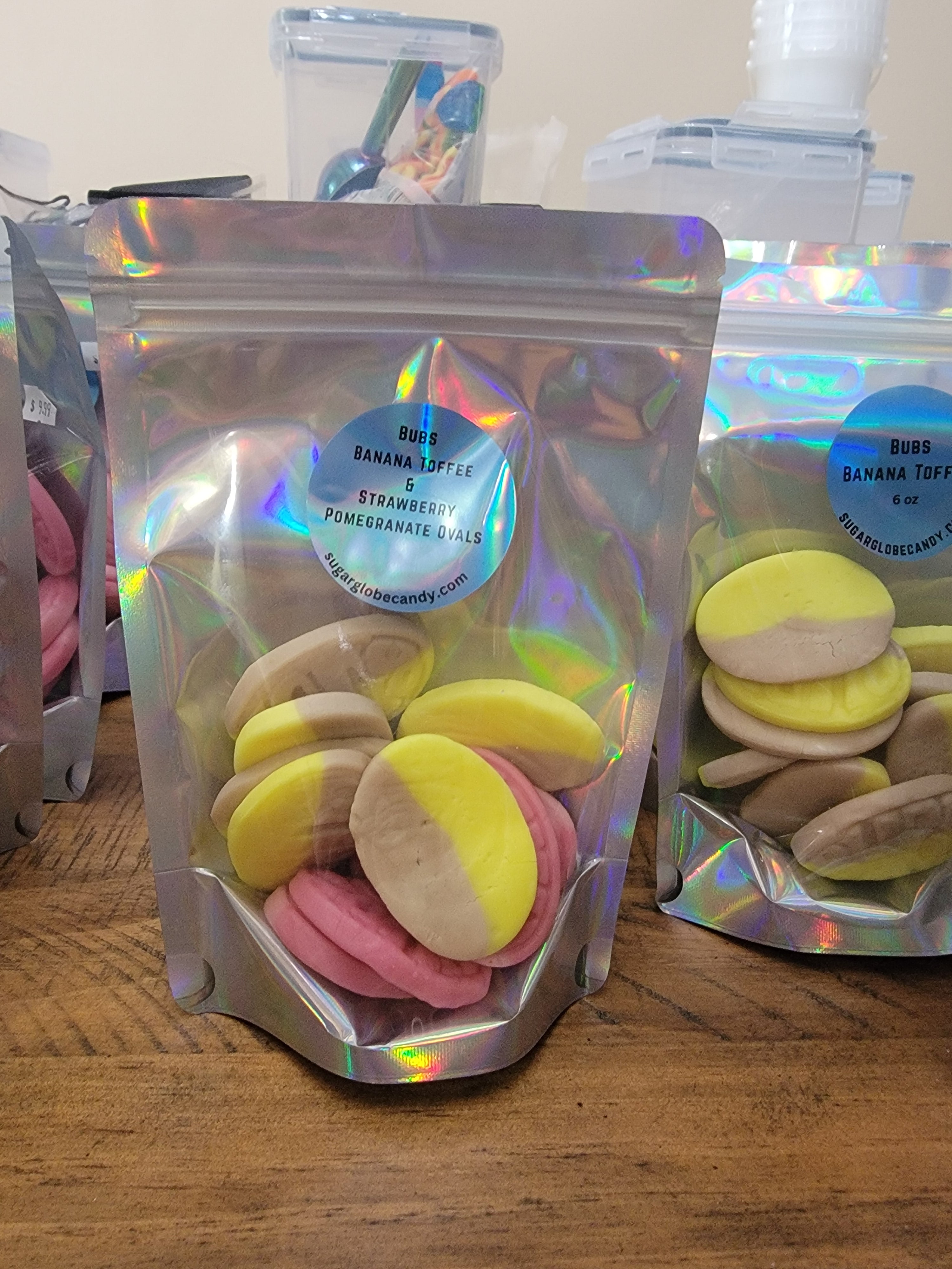 Bubs mix Wild Stawberry and Pomegranate and banana toffee Ovals