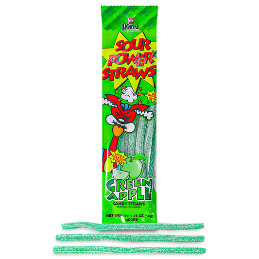 Sour Power Straws Green Apple